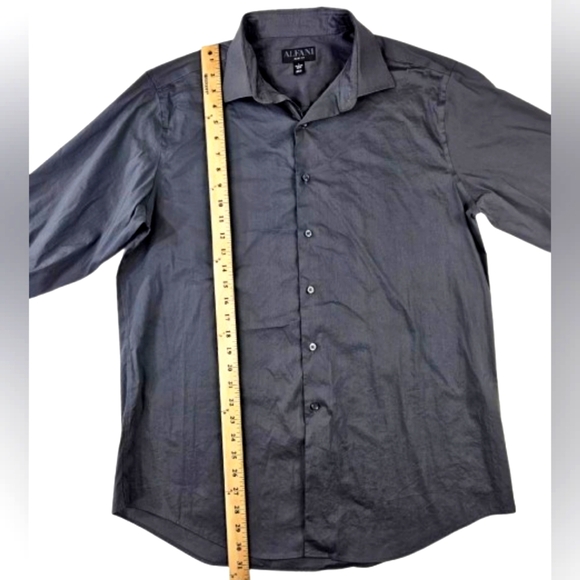 Alfani Mens Slim-Fit Wrinkle Resistant Moisture Wicking Dress Shirt Black Oyster - Picture 4 of 10
